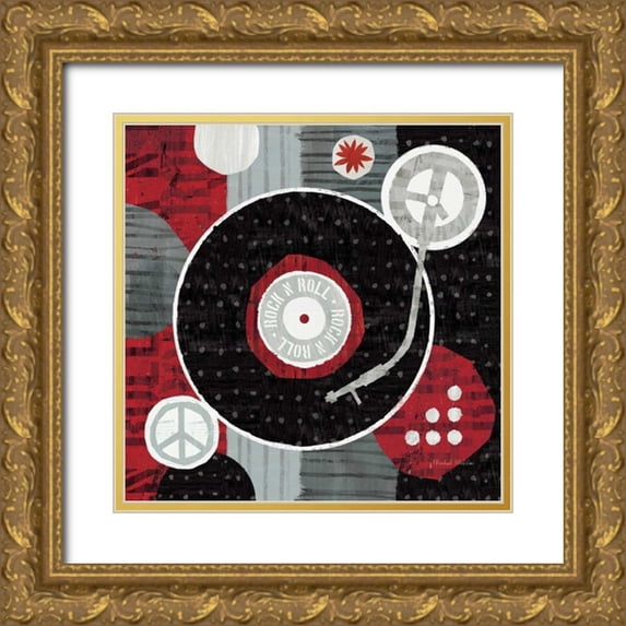 Mullan, Michael 12x12 Gold Ornate Wood Framed with Double Matting Museum Art Print Titled - Rock N Roll Album