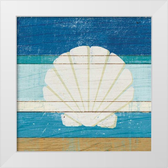 Mullan, Michael 12x12 White Modern Wood Framed Museum Art Print Titled - Beachscape Shell v2