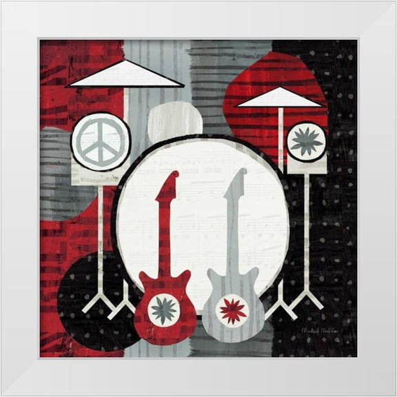 Mullan, Michael 12x12 White Modern Wood Framed Museum Art Print Titled - Rock N Roll Drums