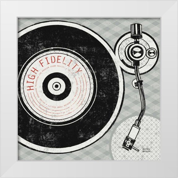 Mullan, Michael 12x12 White Modern Wood Framed Museum Art Print Titled - Vintage Analog Record Player