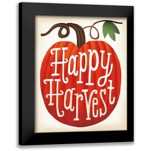 Mullan, Michael 12x14 Black Modern Framed Museum Art Print Titled - Harvest Time Happy Harvest Pumpkins