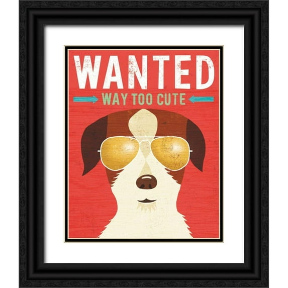 Mullan, Michael 12x14 Black Ornate Wood Framed with Double Matting Museum Art Print Titled - Beach Bums Terrier I Wanted