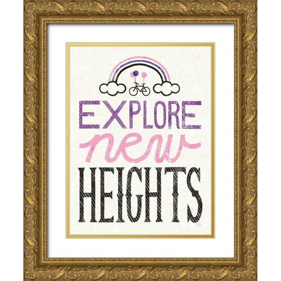 Mullan, Michael 12x14 Gold Ornate Wood Framed with Double Matting Museum Art Print Titled - Explore New Heights Pink Purple