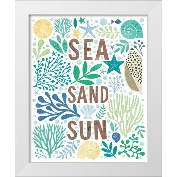Mullan, Michael 12x14 White Modern Wood Framed Museum Art Print Titled - Under Sea Treasures III Sea Glass