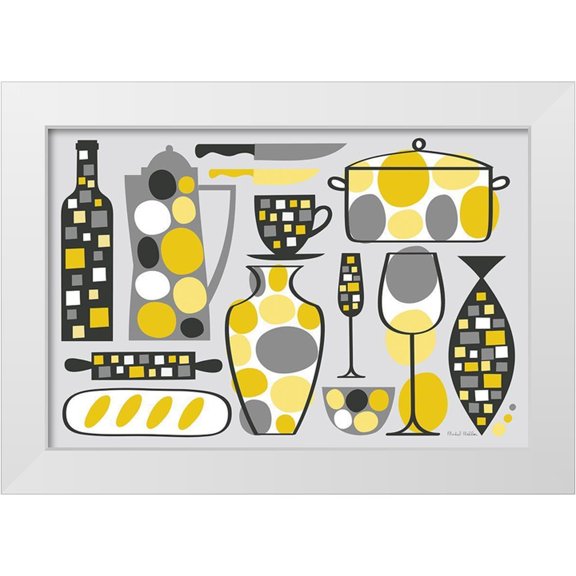 Mullan, Michael 14x11 White Modern Wood Framed Museum Art Print Titled - Modern Kitchen V Yellow