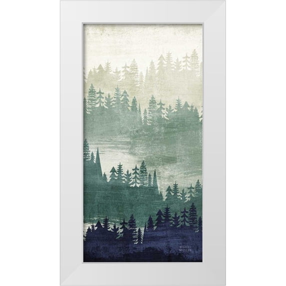 Mullan, Michael 14x24 White Modern Wood Framed Museum Art Print Titled - Mountainscape Navy Panel II