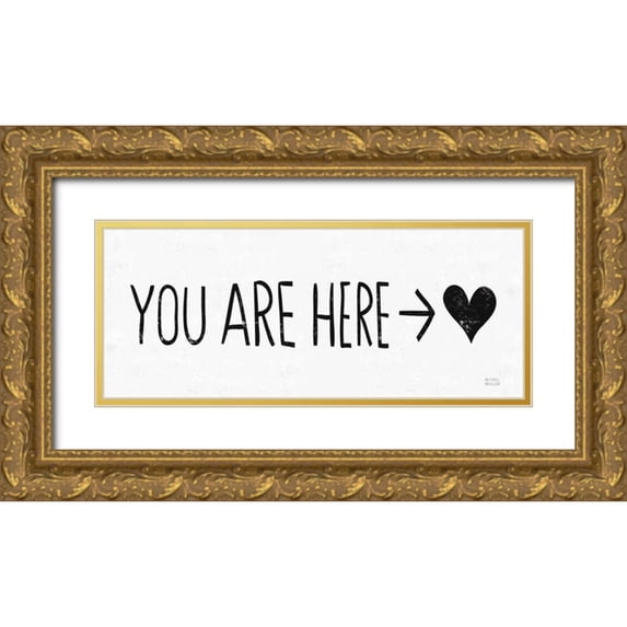 Mullan, Michael 14x8 Gold Ornate Wood Framed with Double Matting Museum Art Print Titled - You Are Here BW