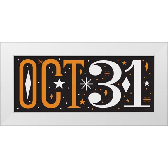 Mullan, Michael 14x8 White Modern Wood Framed Museum Art Print Titled - Festive Fright October 31 III
