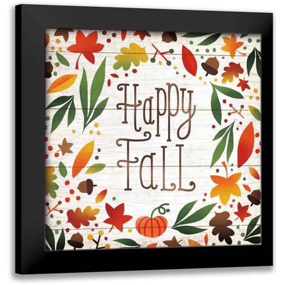 Mullan, Michael 15x15 Black Modern Framed Museum Art Print Titled - Harvest Time Happy Fall Shiplap Sq