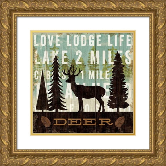 Mullan, Michael 15x15 Gold Ornate Wood Framed with Double Matting Museum Art Print Titled - Simple Living Deer