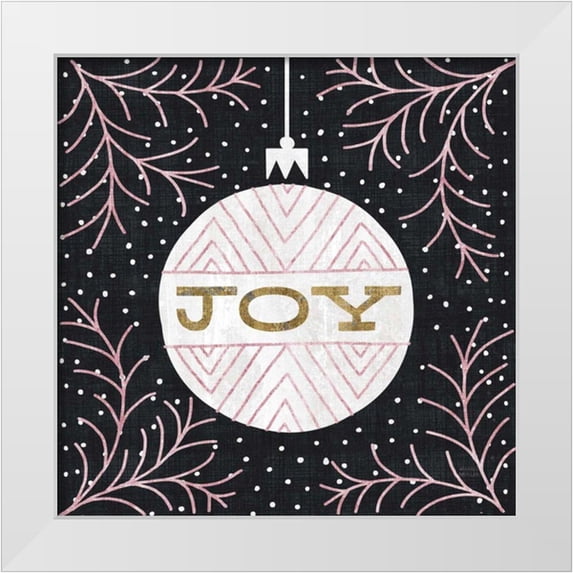 Mullan, Michael 15x15 White Modern Wood Framed Museum Art Print Titled - Jolly Holiday Ornaments Joy Metallic