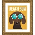 thumbnail image 1 of Mullan, Michael 15x18 Gold Ornate Wood Framed with Double Matting Museum Art Print Titled - Beach Bums Dachshund I Bum, 1 of 4