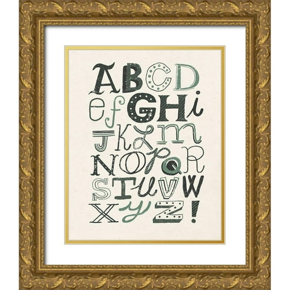 Mullan, Michael 15x18 Gold Ornate Wood Framed with Double Matting Museum Art Print Titled - Funky Letters Dark