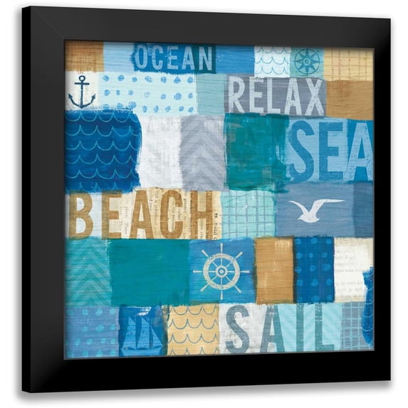 Mullan, Michael 20x20 Black Modern Framed Museum Art Print Titled - Beachscape Collage I