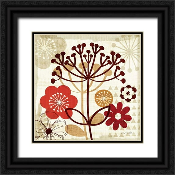 Mullan, Michael 20x20 Black Ornate Wood Framed with Double Matting Museum Art Print Titled - Floral Pop II