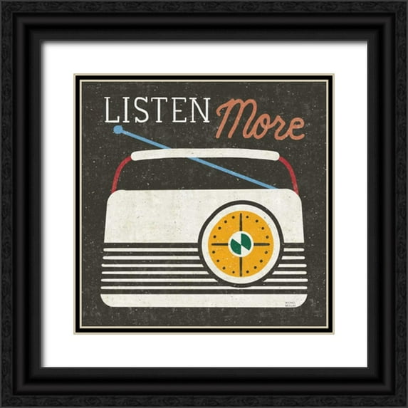 Mullan, Michael 20x20 Black Ornate Wood Framed with Double Matting Museum Art Print Titled - Retro Desktop Radio v2