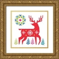 thumbnail image 1 of Mullan, Michael 20x20 Gold Ornate Wood Framed with Double Matting Museum Art Print Titled - Geometric Holiday Reindeer I Bright, 1 of 4