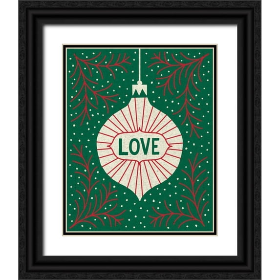 Mullan, Michael 20x24 Black Ornate Wood Framed with Double Matting Museum Art Print Titled - Jolly Holiday Ornaments Love