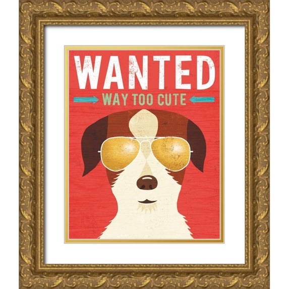 Mullan, Michael 20x24 Gold Ornate Wood Framed with Double Matting Museum Art Print Titled - Beach Bums Terrier I Wanted