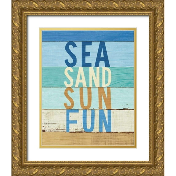 Mullan, Michael 20x24 Gold Ornate Wood Framed with Double Matting Museum Art Print Titled - Beachscape Inspiration VIII