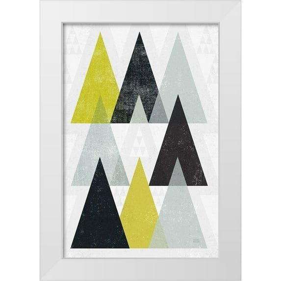 Mullan, Michael 23x32 White Modern Wood Framed Museum Art Print Titled - Mod Triangles IV Yellow Black