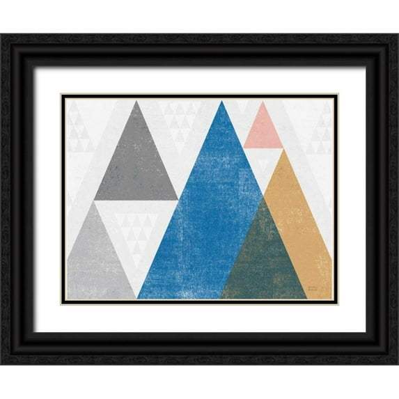 Mullan, Michael 24x19 Black Ornate Wood Framed with Double Matting Museum Art Print Titled - Mod Triangles I Gray Crop