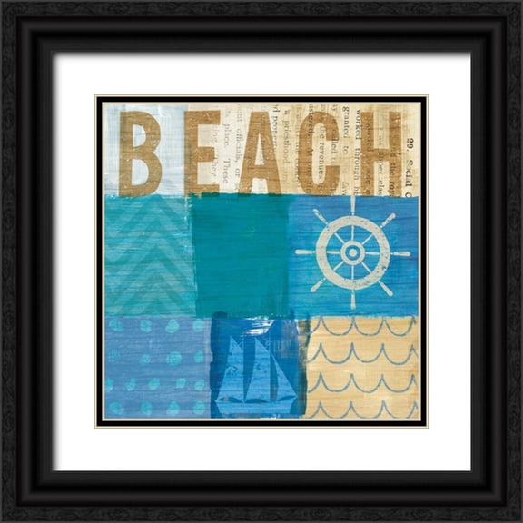 Mullan, Michael 26x26 Black Ornate Wood Framed with Double Matting Museum Art Print Titled - Beachscape Collage IV
