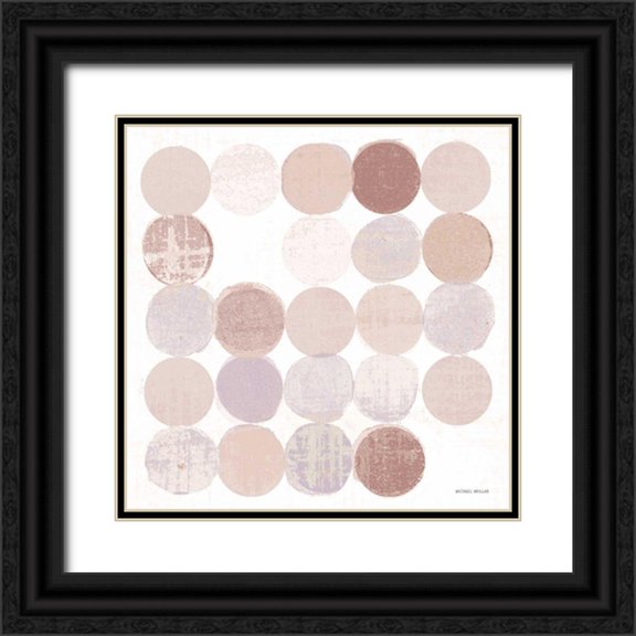 Mullan, Michael 26x26 Black Ornate Wood Framed with Double Matting Museum Art Print Titled - Dots II Square II Blush