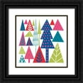 thumbnail image 1 of Mullan, Michael 26x26 Black Ornate Wood Framed with Double Matting Museum Art Print Titled - Geometric Holiday Trees II Bright, 1 of 4