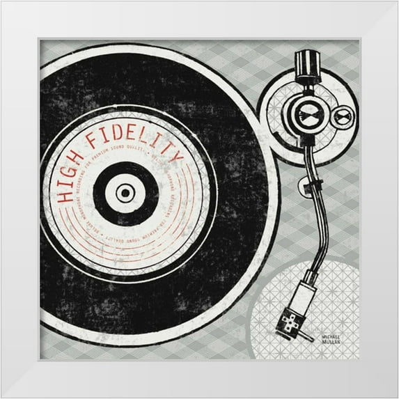 Mullan, Michael 26x26 White Modern Wood Framed Museum Art Print Titled - Vintage Analog Record Player
