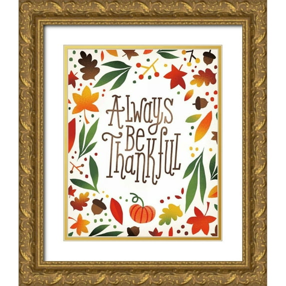 Mullan, Michael 26x32 Gold Ornate Wood Framed with Double Matting Museum Art Print Titled - Harvest Time Always Be Thankful