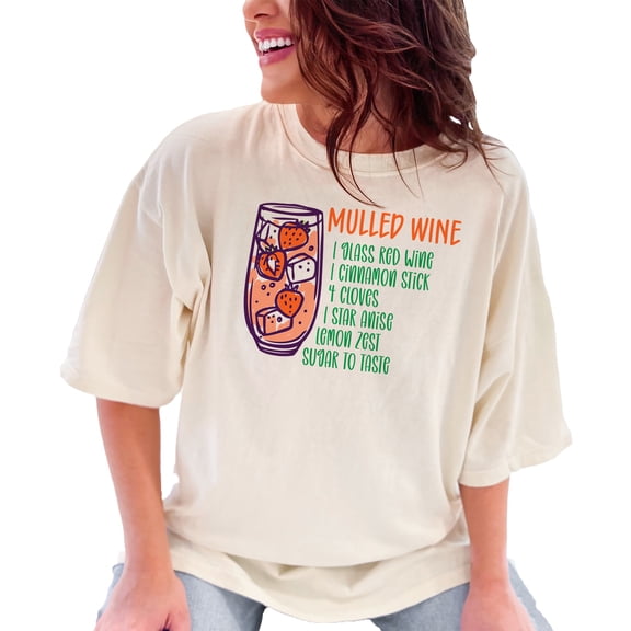 Mulled Wine Recipe T-Shirt, Fun Food Illustration Tee, Christmas Drink Shirt, Holiday Beverage Graphic Tee, Winter Drink T-Shirt, Ivory Comfort Colors T-Shirt, XL