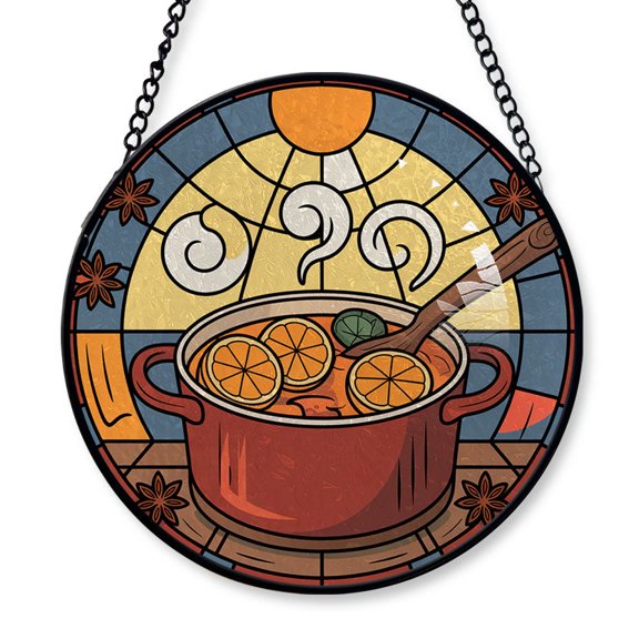 Mulled Wine Stained Glass Suncatcher Window Hanging  Custom Text Window Hanging to Hang on Christmas Tree, Gift for Family, Friends, Boy & Girl, Christmas 2025 b15mmE