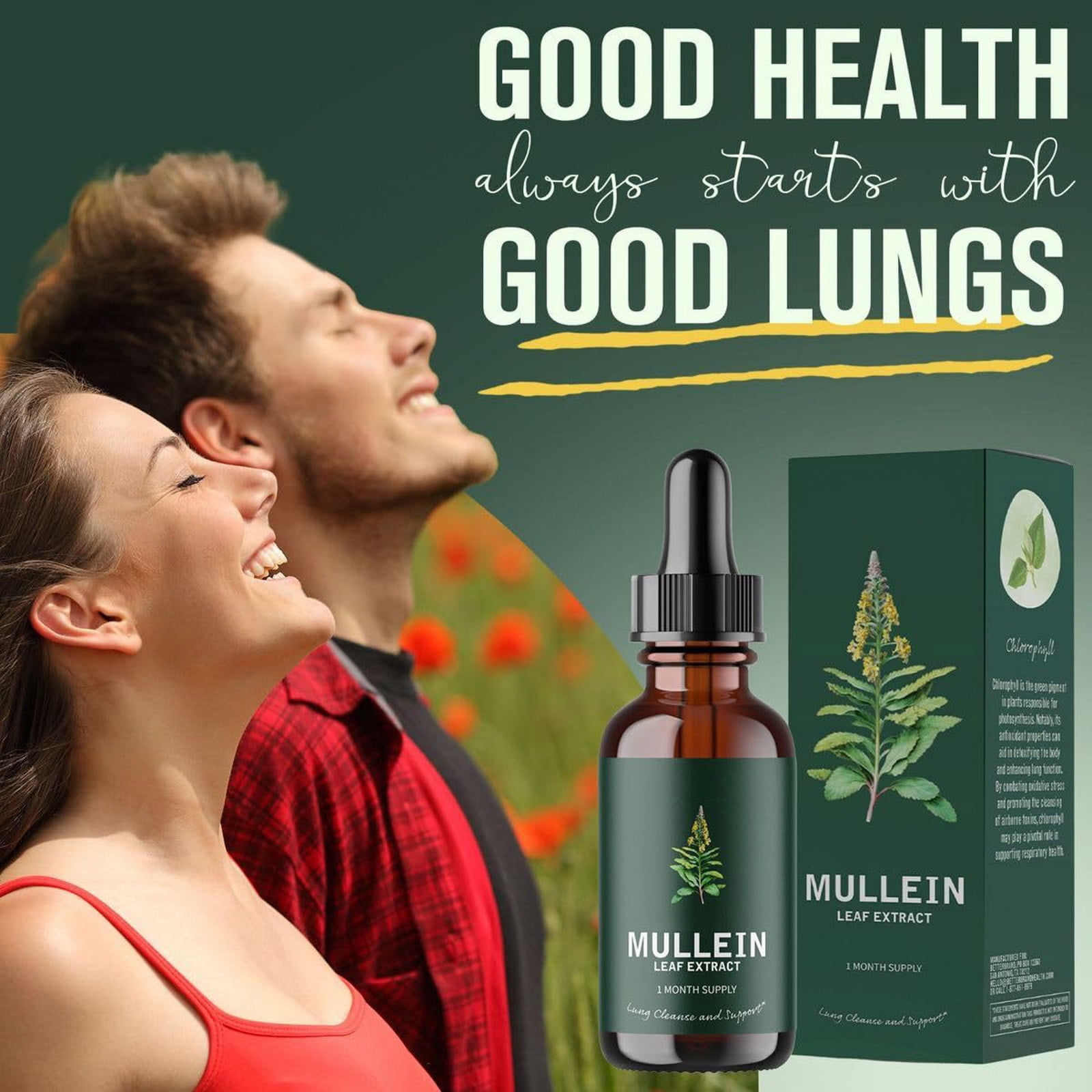 Mullein Drops for Lungs Mullein Leaf Extract Supplement Support Lung