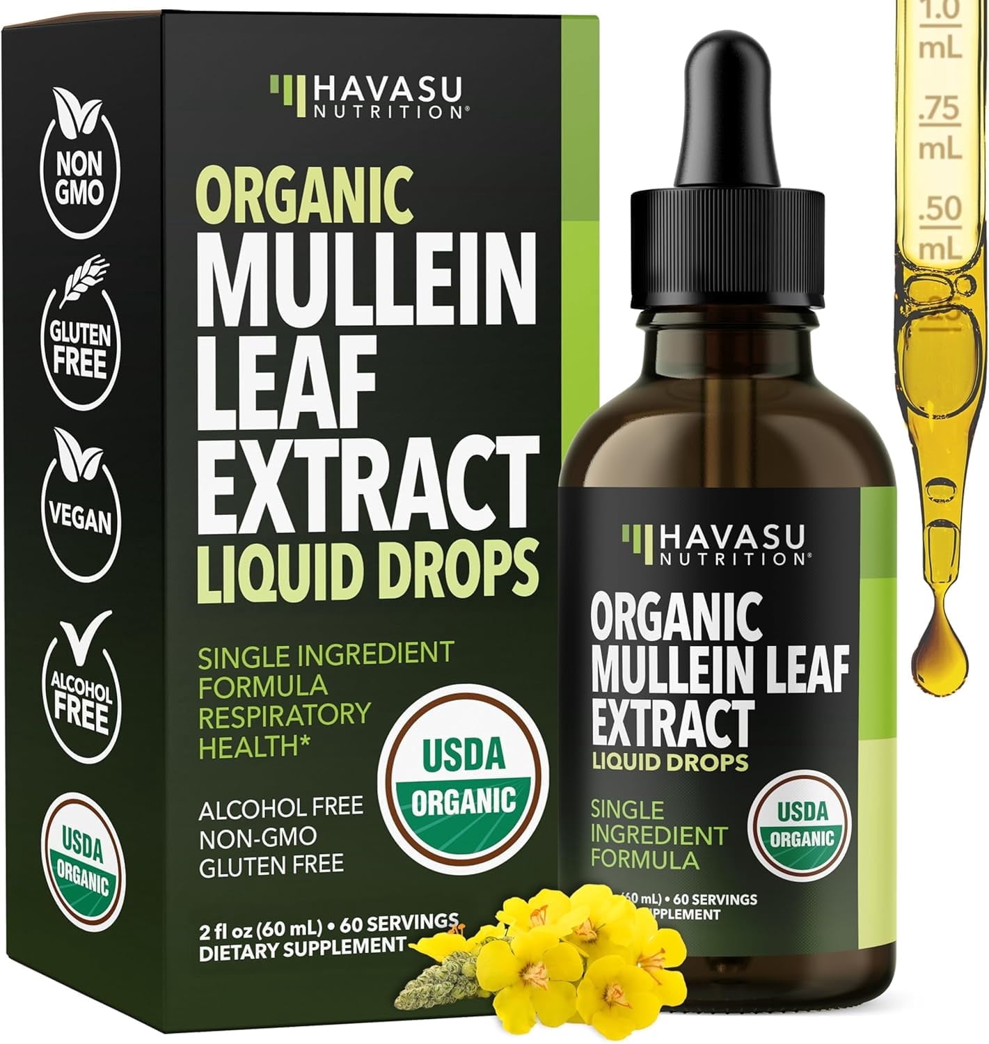 Havasu Nutrition, Lung Support Drops, 1160 mg, Organic Mullein