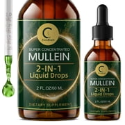 Mullein Drops for Lungs - Vegan Mullein Leaf Extract Liquid Tincture, Support for Respiratory, Immune, Digestive System, Natural Herbal Supplement, Non-GMO, 2 fl oz