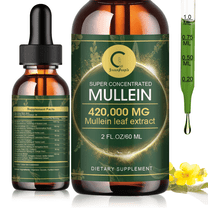 Mullein Drops for Lungs - Vegan Mullein Leaf Extract Liquid Tincture, Support for Respiratory, Immune, Digestive System, Natural Herbal Supplement, Non-GMO, 2 FL OZ