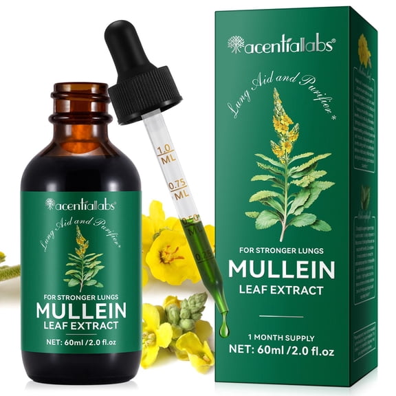 Mullein Drops for Lung Detox, Mullein Leaf Tincture with Chlorophyll, Respiratory Health Support - 60ml/2 fl.oz
