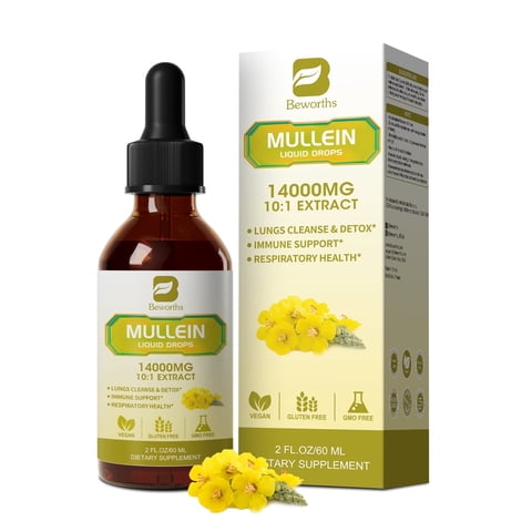 Mullein Drops for Lungs, Lung Detox & Cleanse, 420,000mg Mullein Leaf Extract Tincture, for Respiratory, Immune, 30 Servings