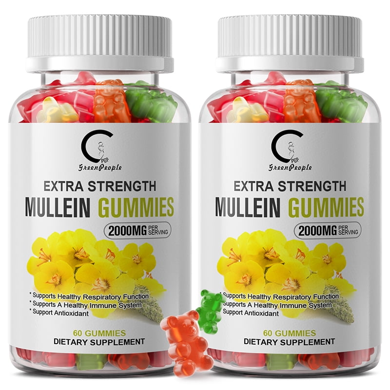 Mullein Gummies - Mullein Leaf Dietary Supplement for Respiratory System, Digestive Support, Immune Booster - Mullein Leaf Extract - 2000mg, 120 Chewsn