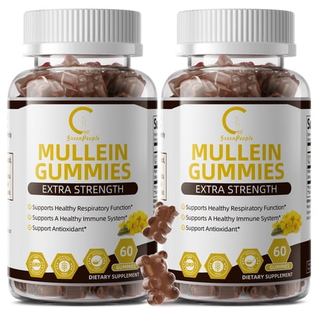 Mullein Gummies, Mullein Leaf Dietary Supplement for Respiratory System, Immune & Digestive Support, Immune, 60 Gummies(2 Pack)