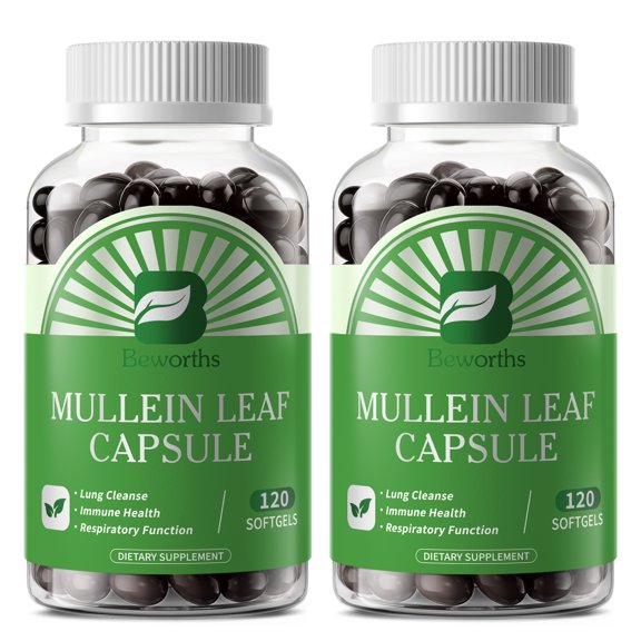 Mullein Leaf Capsules - Organic Mullein Leaf Extract for Lung - 450mg 240 Vegan Caps