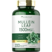 Mullein Leaf Extract 1500mg | 200 Capsules | Verbascum Thapsus | by Carlyle