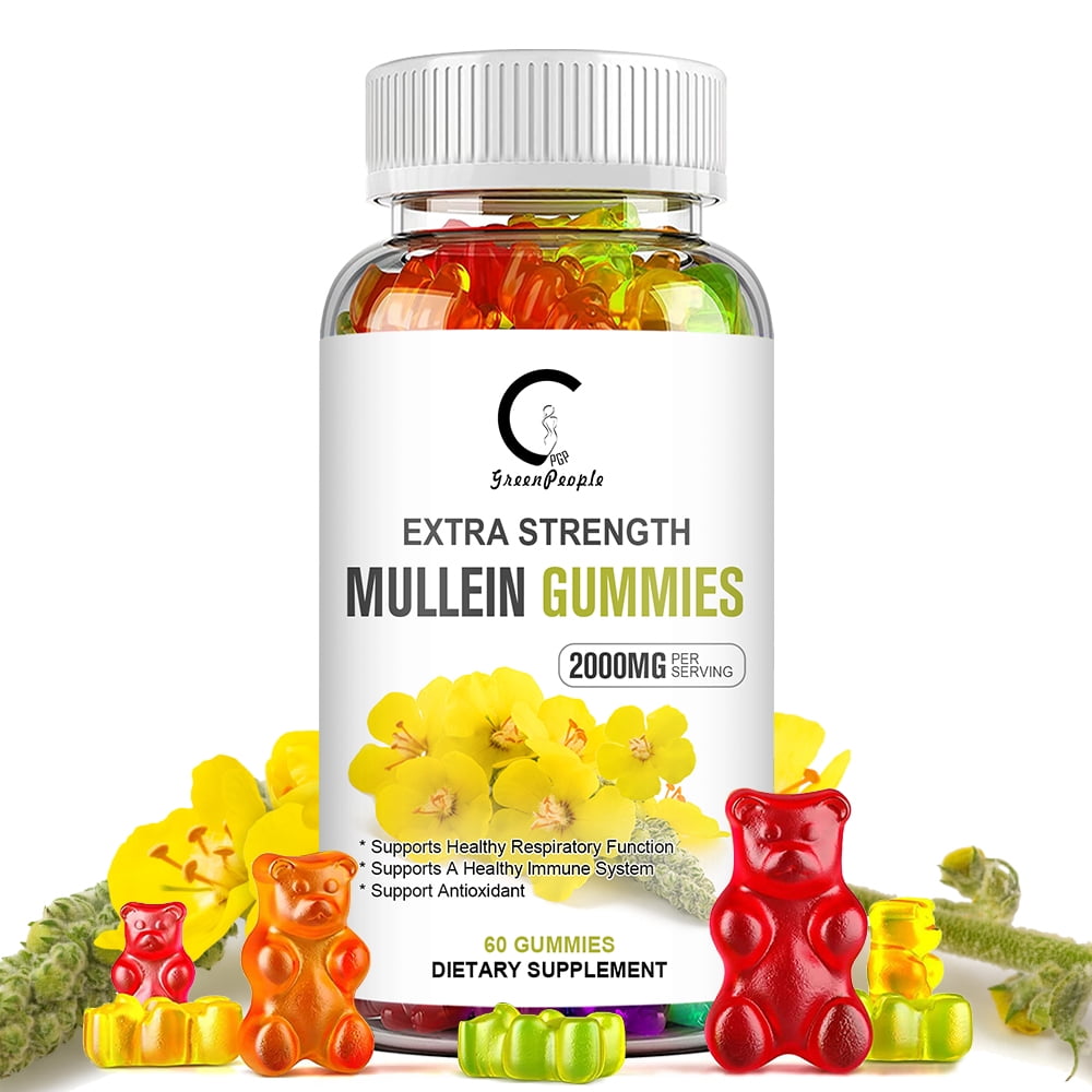 Mullein Leaf Extract For Lungs, Sugar Free Mullein Gummies 2000mg, Lung 