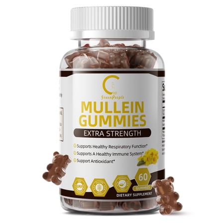 Mullein Leaf Gummies - Extra Strength Clean Detox Lung Support Supplement - Sugar-Free, Vegan, Non-GMO - 60 Count
