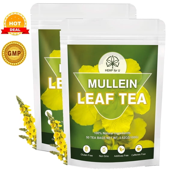Mullein Leaf Tea - Detox Herbal Tea for Immune Support - Caffeine Free - 100 Tea Bags(2 Pack)
