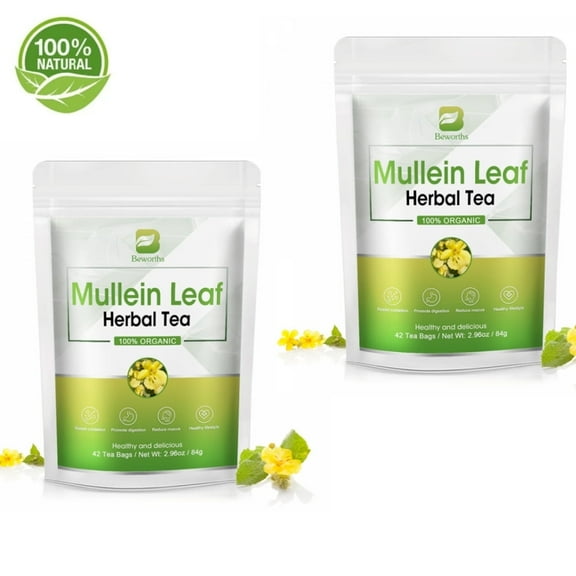 Mullein Leaf Tea for Lungs Cleanse and Respiratory Support, Made with Pure Mullein Leaves, Caffeine Free, 84 Tea Bags, 2 Pack