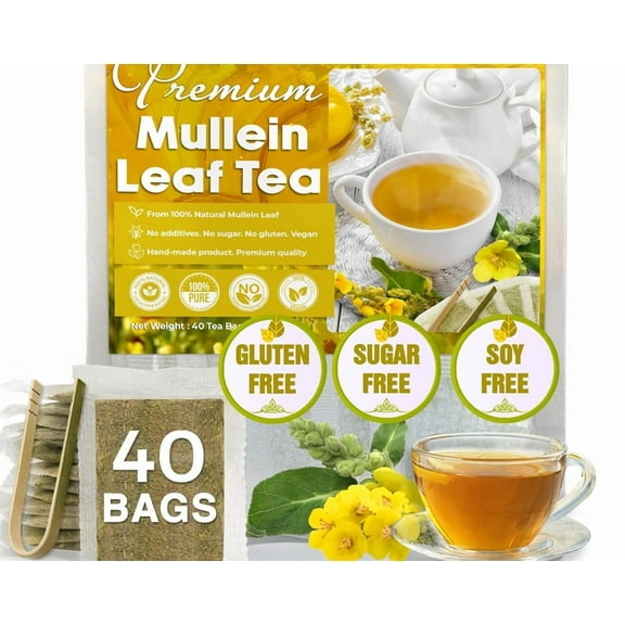 Mullein Tea Bags For Lungs - For Lung Health & Respiratory Wellness Support | Caffeine Free - No Additives & Non-GMO | Plastic-Free, Plant-Based 40 Tea Bags