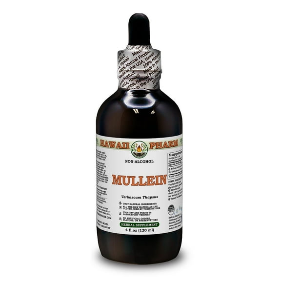 Mullein (Verbascum Thapsus) Dry Leaf Liquid Extract Tincture. Expertly Extracted by Trusted HawaiiPharm Brand. Absolutely Natural. Proudly made in USA. Tincture 4 Fl.Oz