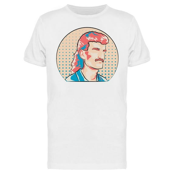Mullet And Mustache T-Shirt Men -Image by Shutterstock, Male Medium